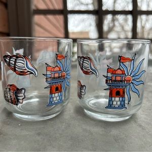 2 Beach decor glass tumblers